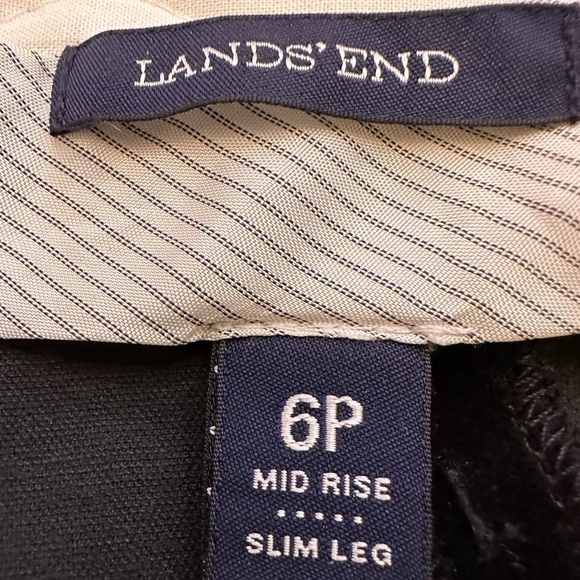 Lands End Velvet Black Petite Slim Bottom Side Slit Leg Zipper Pants Trousers 6P - Picture 3 of 11